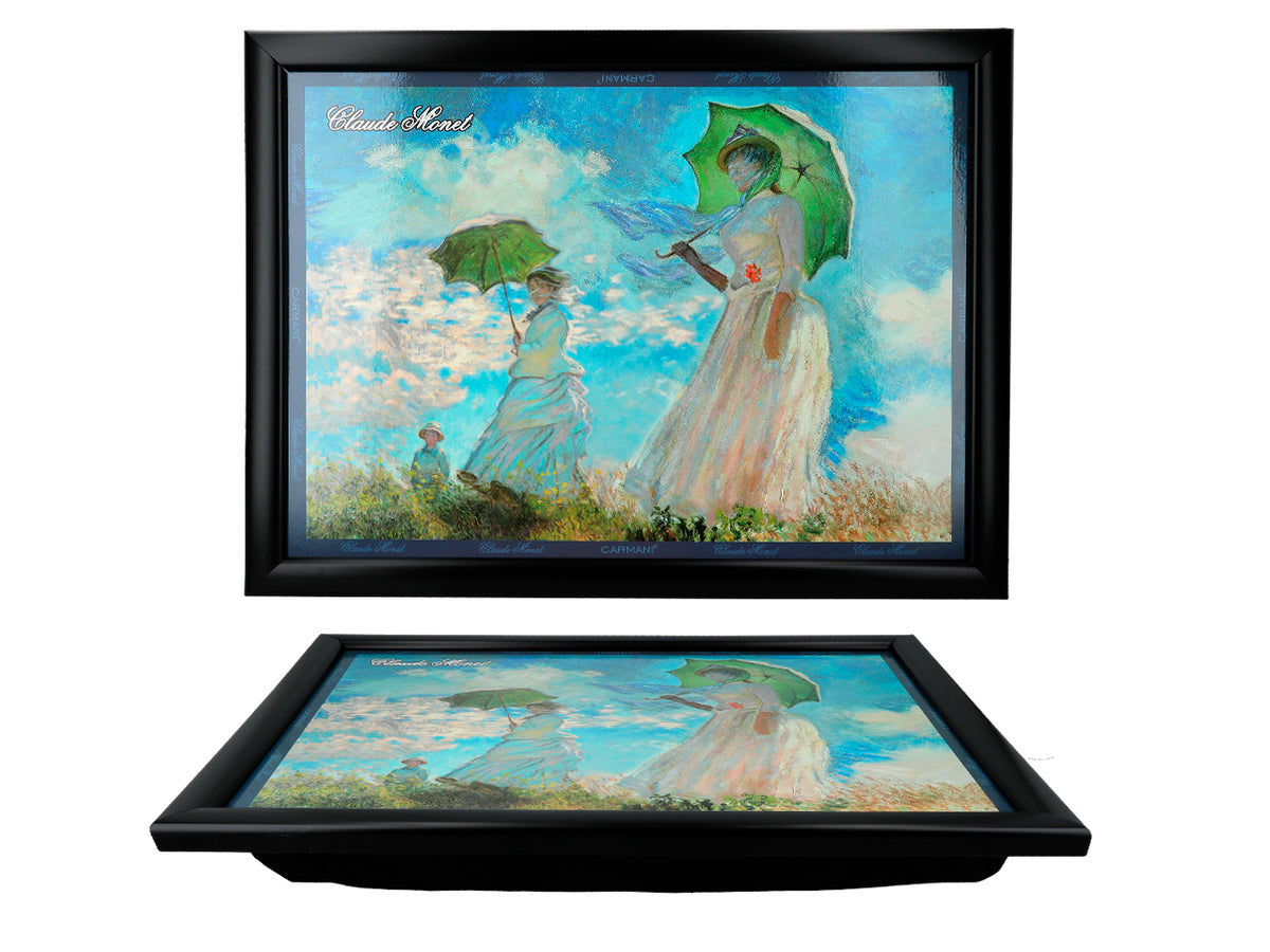 Laptopbricka C. Monet, Kvinna med parasoll, personlig med möjlighet till gravyr, elegant och konstnärlig, 30.5x40.5cm, perfekt som present