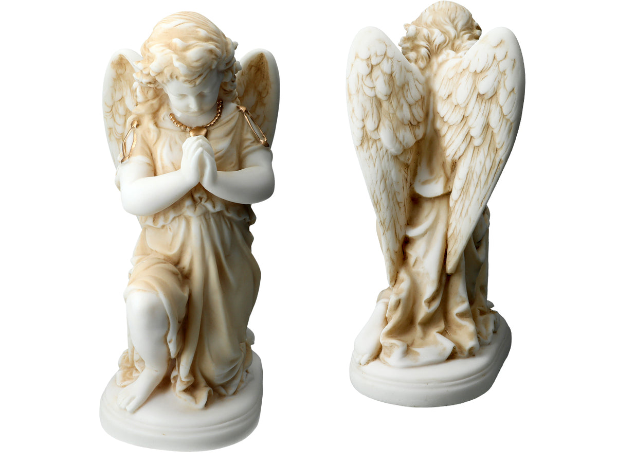 Alabasterängel i bön - alabasterfigur 25cm med möjlighet till personlig gravyr