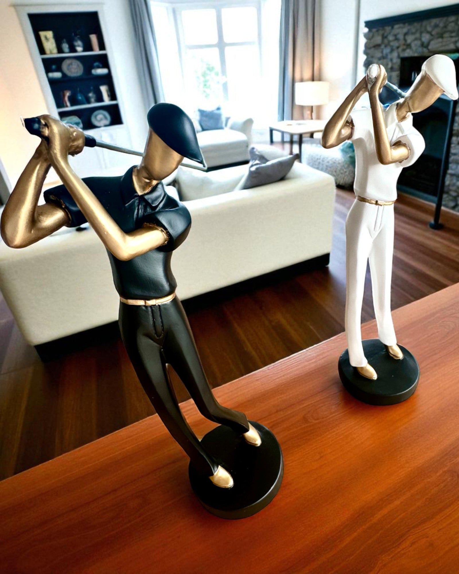 Golfspelare figur "Swing Elegance", 24 cm hög, dekorativ med möjlighet till gravyr som present