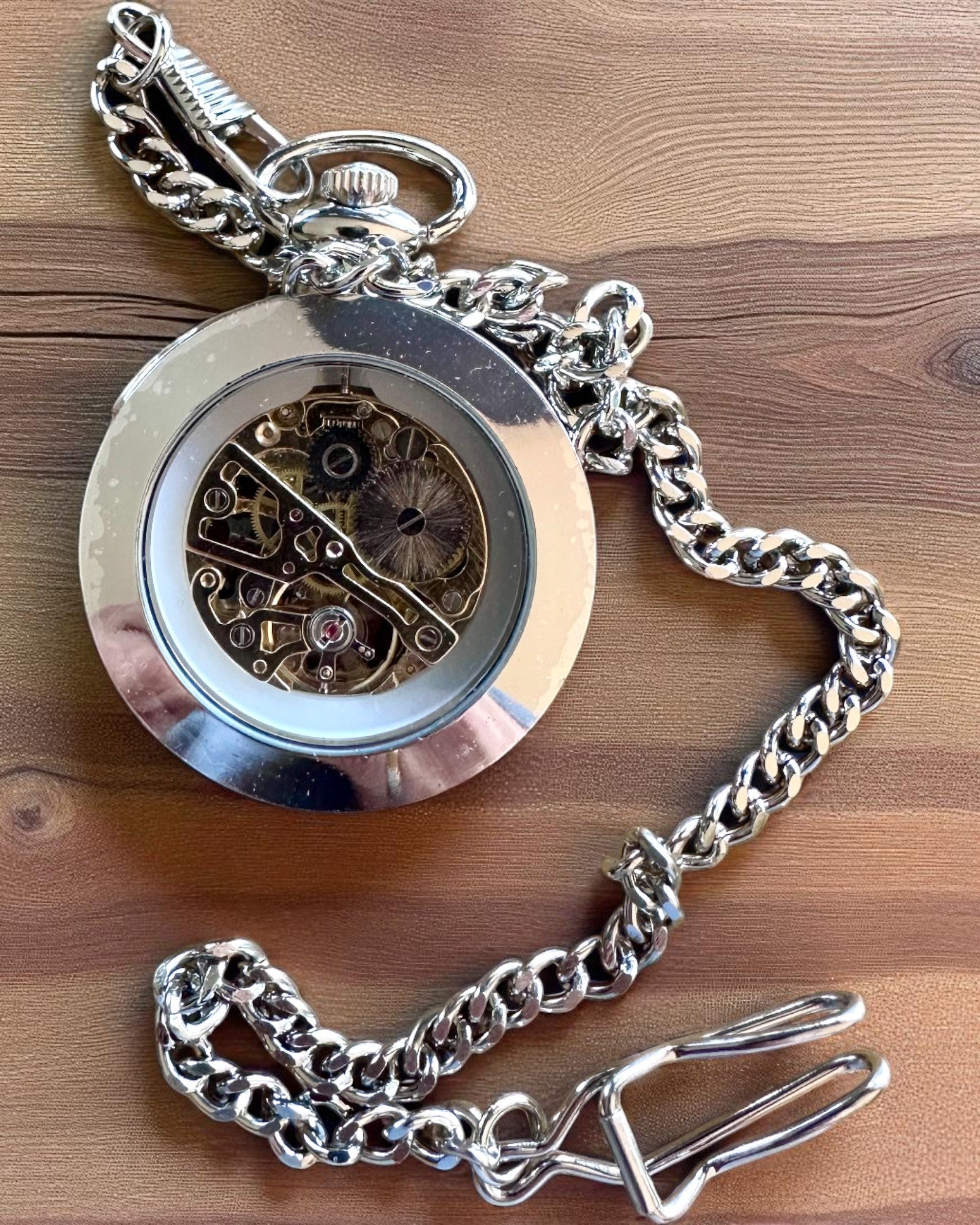 Silver Exklusiv Mekanisk Fickur i Retro Stil, Vattentät - Elegans för Varje Tillfälle, med Gravyr