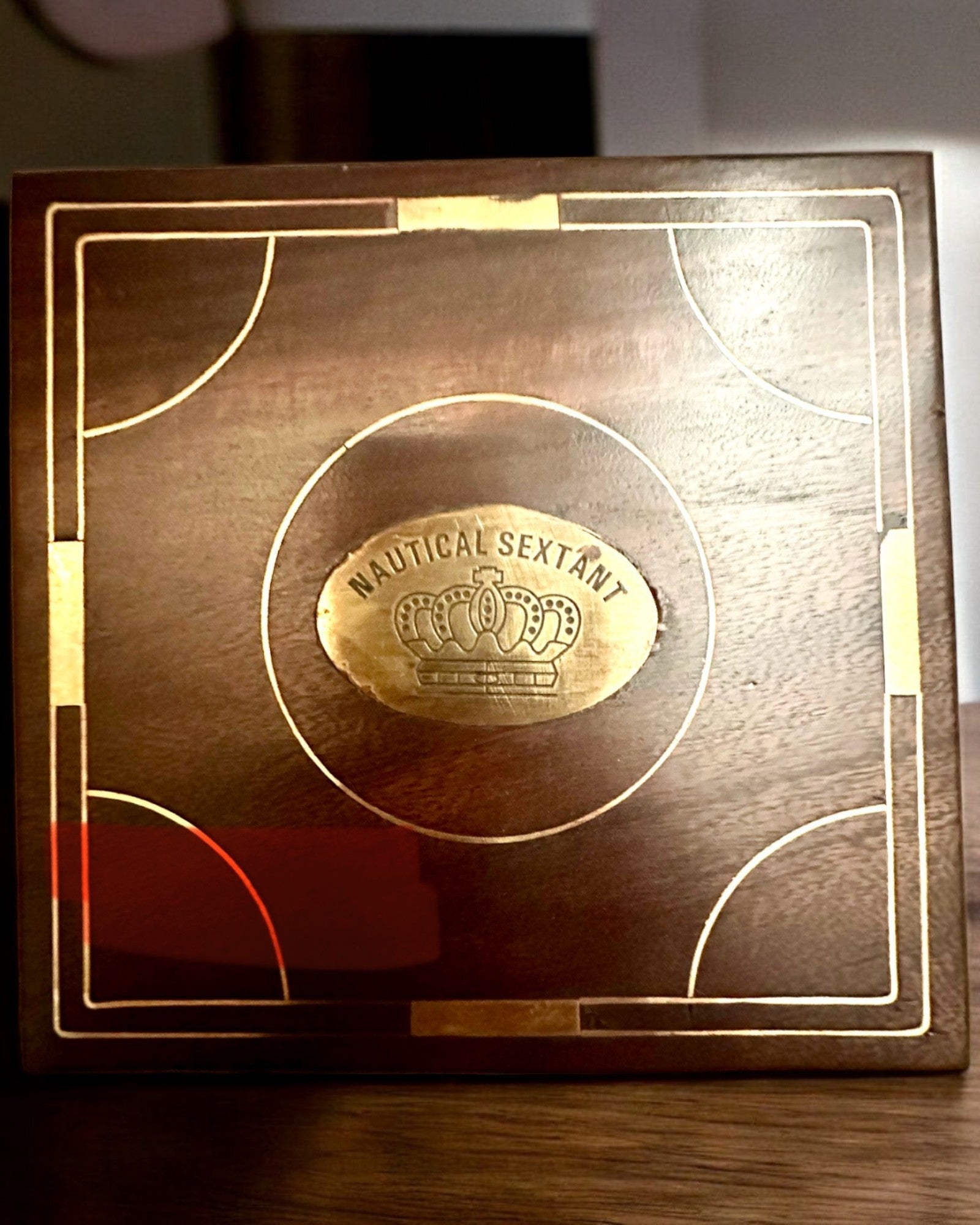 Stort Träskrin för Sextant eller premiumkompass "Mariner's Legacy" med Möjlighet till Gravyr