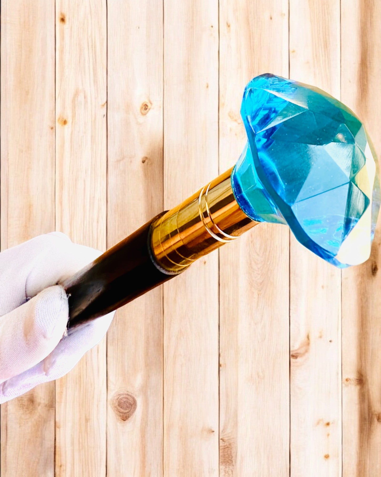 Promenadkäpp "Blå Diamant" - Handgjord i trä, möjlighet till gravyr