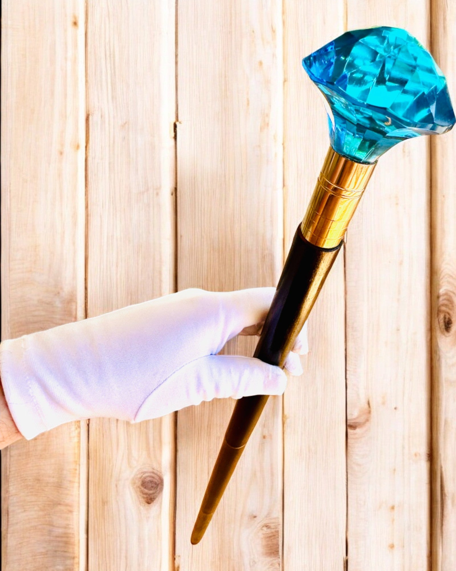 Promenadkäpp "Blå Diamant" - Handgjord i trä, möjlighet till gravyr