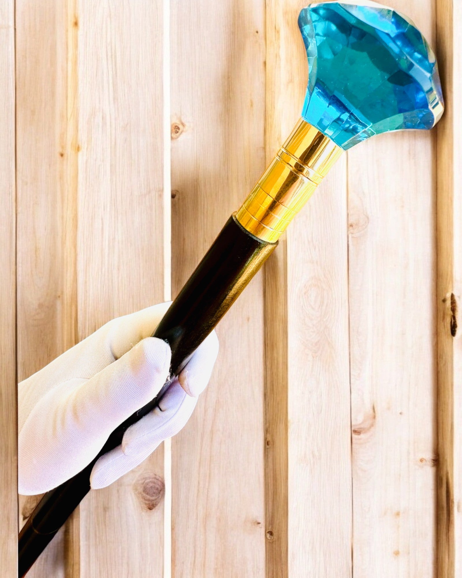 Promenadkäpp "Blå Diamant" - Handgjord i trä, möjlighet till gravyr