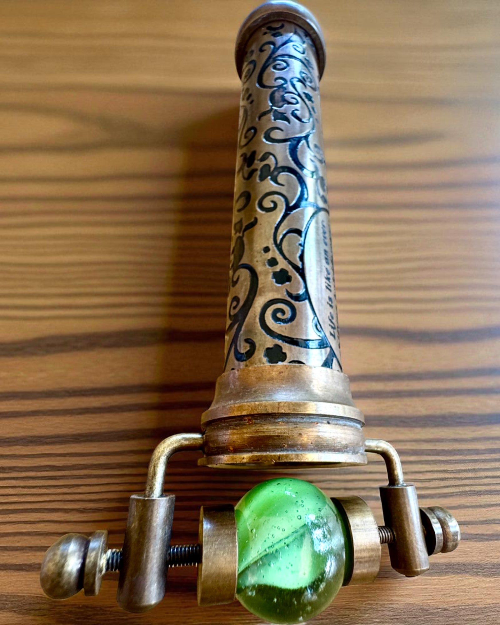 Vintage kalejdoskop ”Emerald Dreams”, 15 cm – handgjord, med möjlighet till personlig gravyr som present