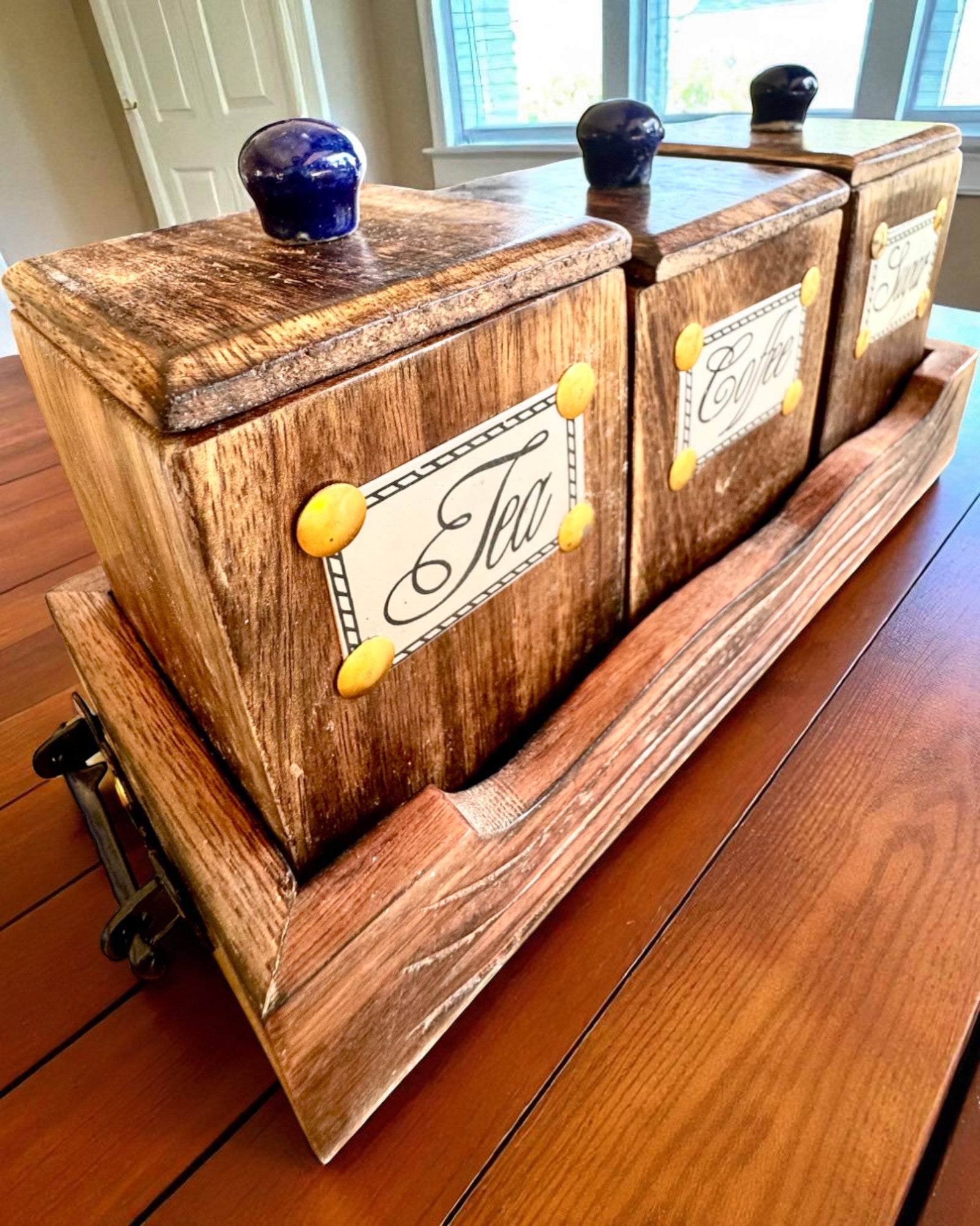 Set Royal Trio – Te, Kaffe, Socker av Shishamträ, handgjord, med möjlighet till gravyr som present