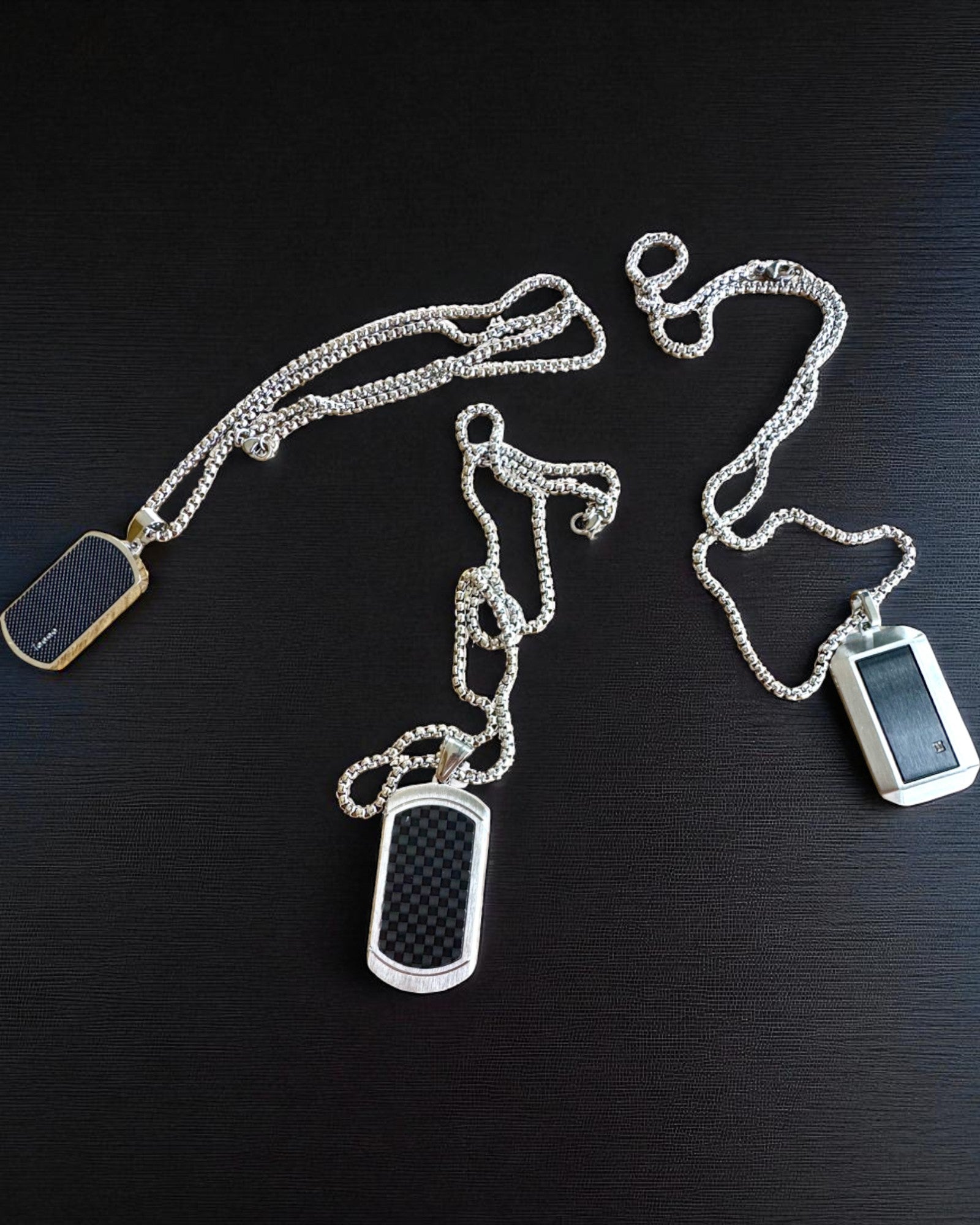 Herrhalsband Dog Tag "SteelVision" – rostfritt stål, 15 varianter, anpassning med gravyr