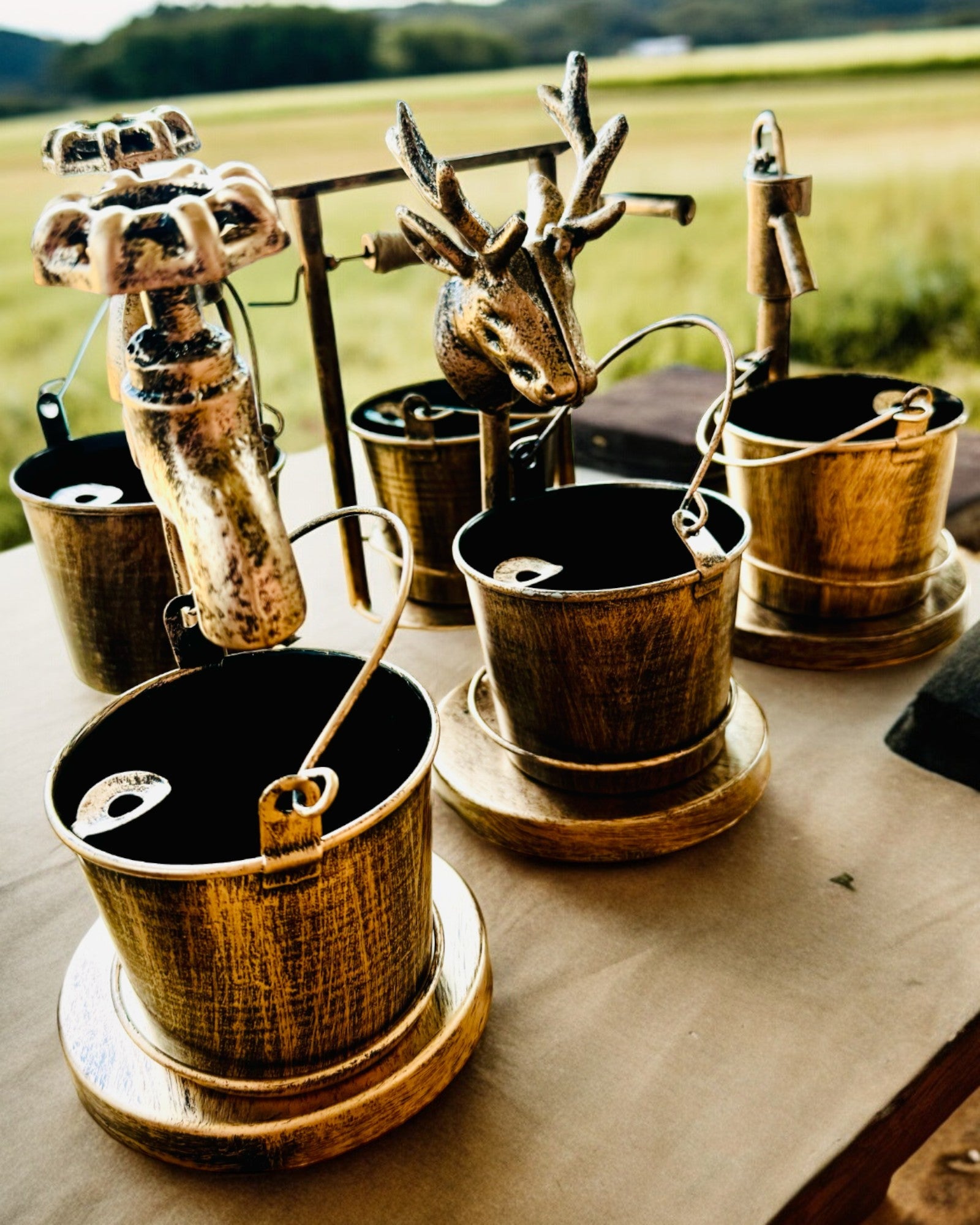 Stilfull Metallaskkopp "Rustic Charm" 19-23 cm hög, 8 varianter att välja mellan, gravyr på begäran