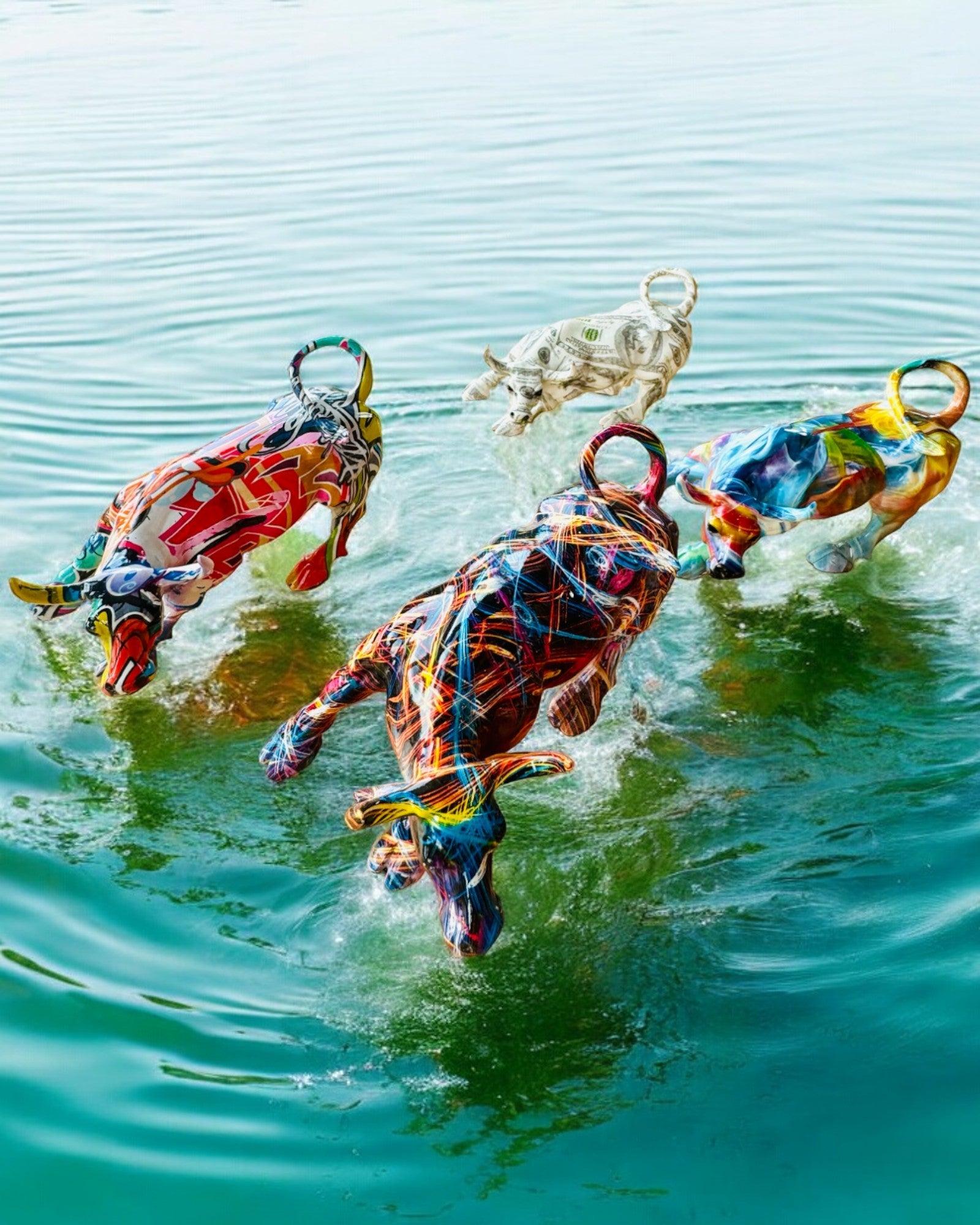 Dekorativ Skulptur Tjur "BullArt" – Unik Konst med Graveringsalternativ - 4 färgvarianter, för personlig present