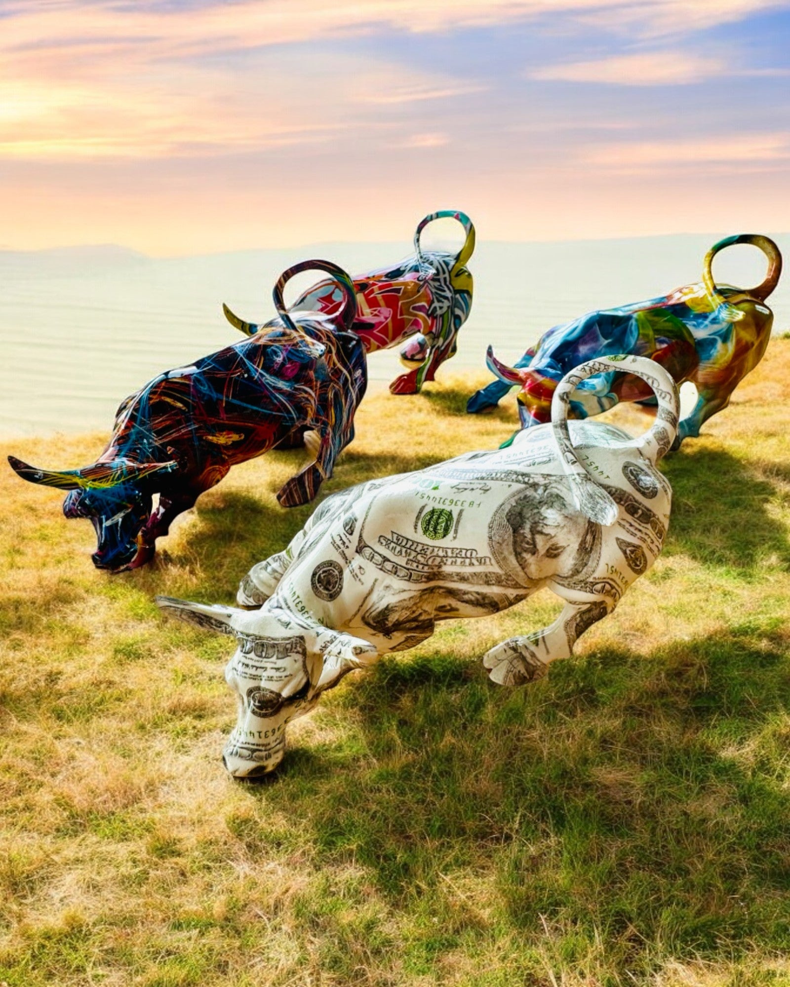 Dekorativ Skulptur Tjur "BullArt" – Unik Konst med Graveringsalternativ - 4 färgvarianter, för personlig present