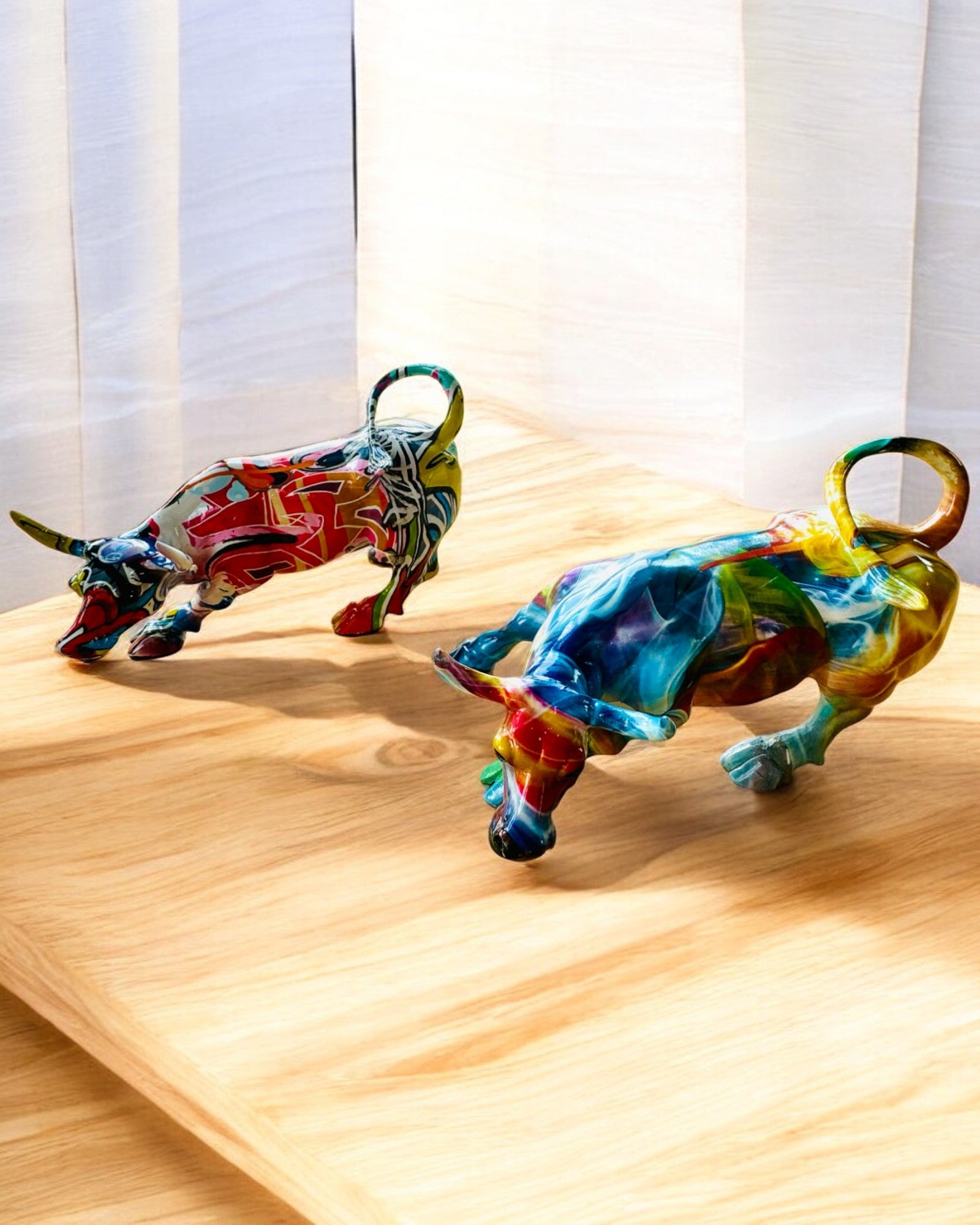 Dekorativ Skulptur Tjur "BullArt" – Unik Konst med Graveringsalternativ - 4 färgvarianter, för personlig present