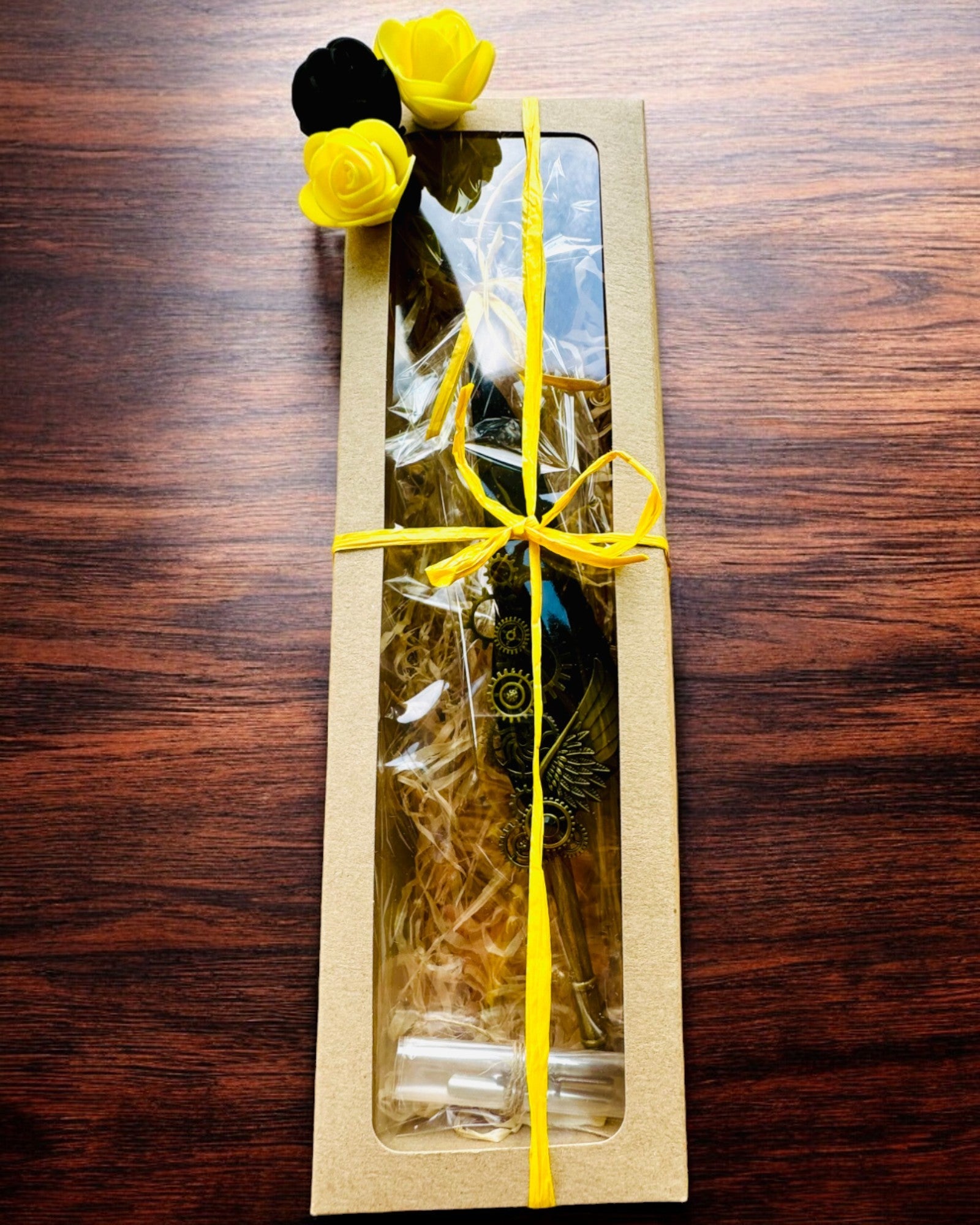 Pióro Kaligraficzne "Steampunkowa Elegancja" z Piórem z Indyka - Handgjorda 5 varianter att välja mellan, personalisering med gravyr som present