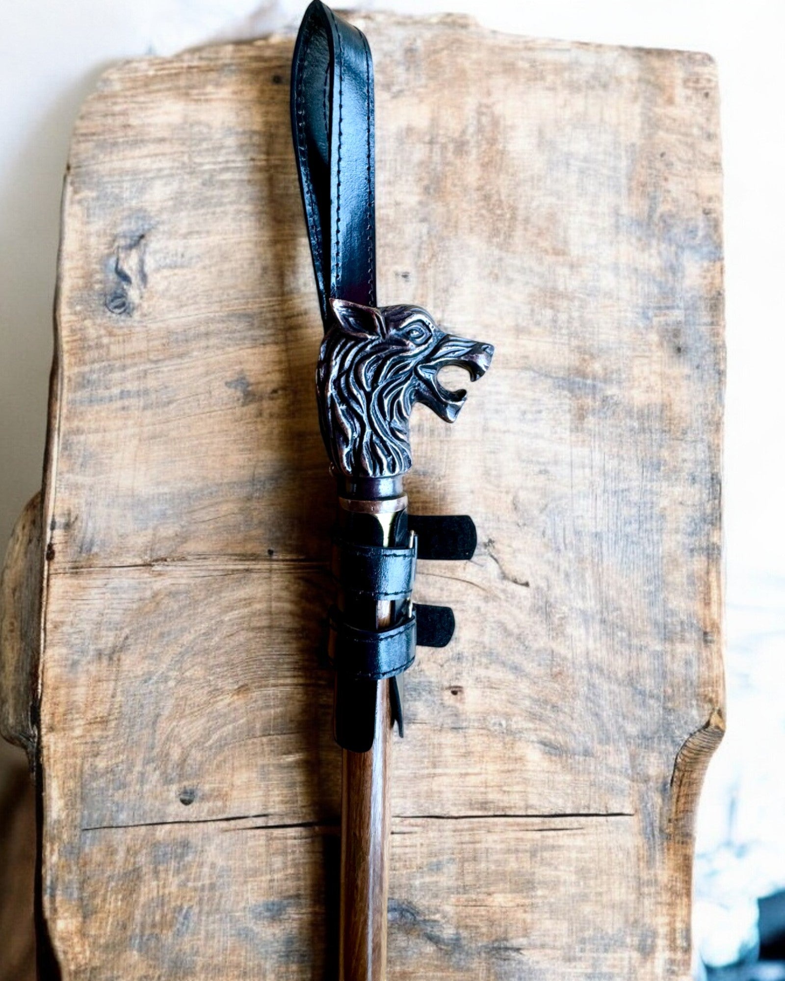 Fodral Svarta Pantern för Käpp med Graveringsalternativ - Handgjord av Naturläder