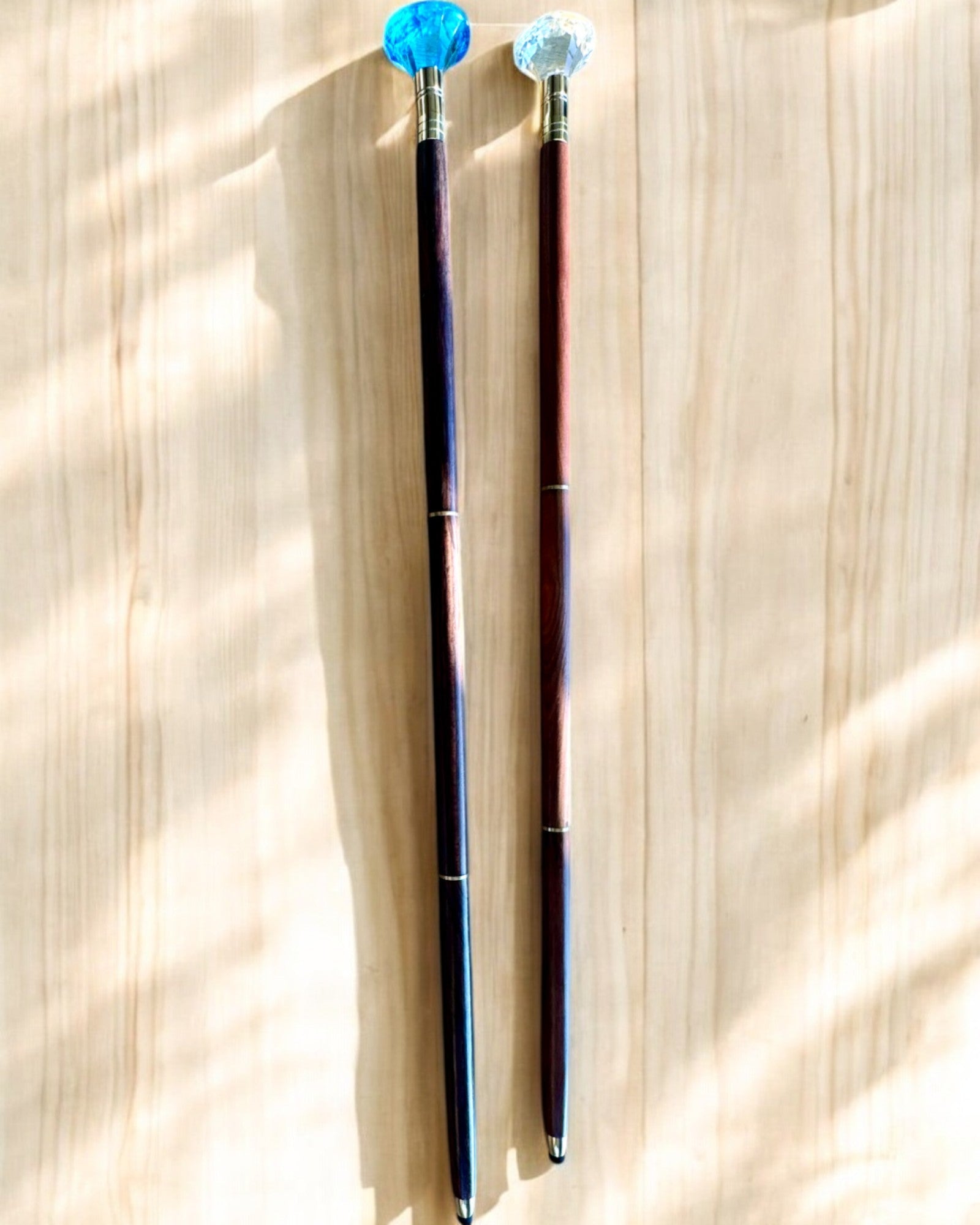 Promenadkäpp "Diamant i brons" - Handgjord i trä, möjlighet till gravyr