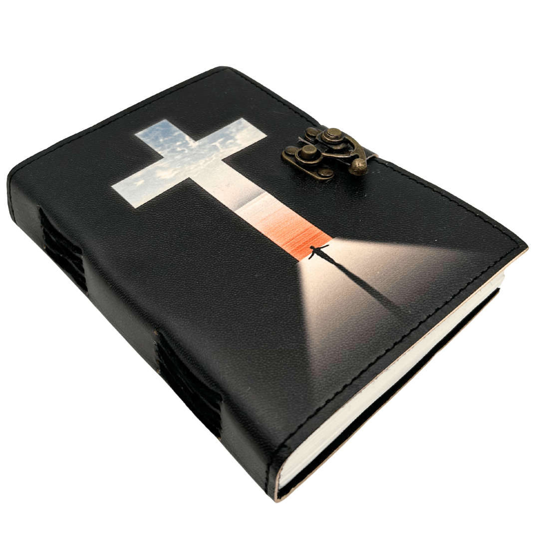 Läderanteckningsbok Religiöst kors - 200 sidor - AH15
