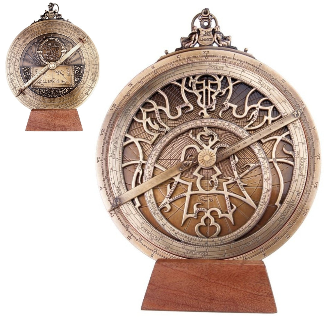 Stort europeiskt astrolabium - diameter 20 cm - premiumgåva för astronom eller seglare - H35