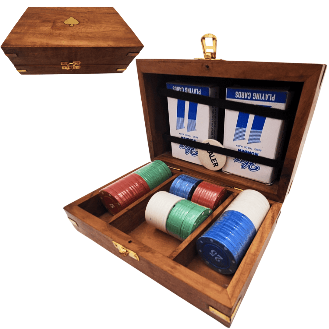 Elegant Pokerset i Trälåda – 100 marker - DNU-102