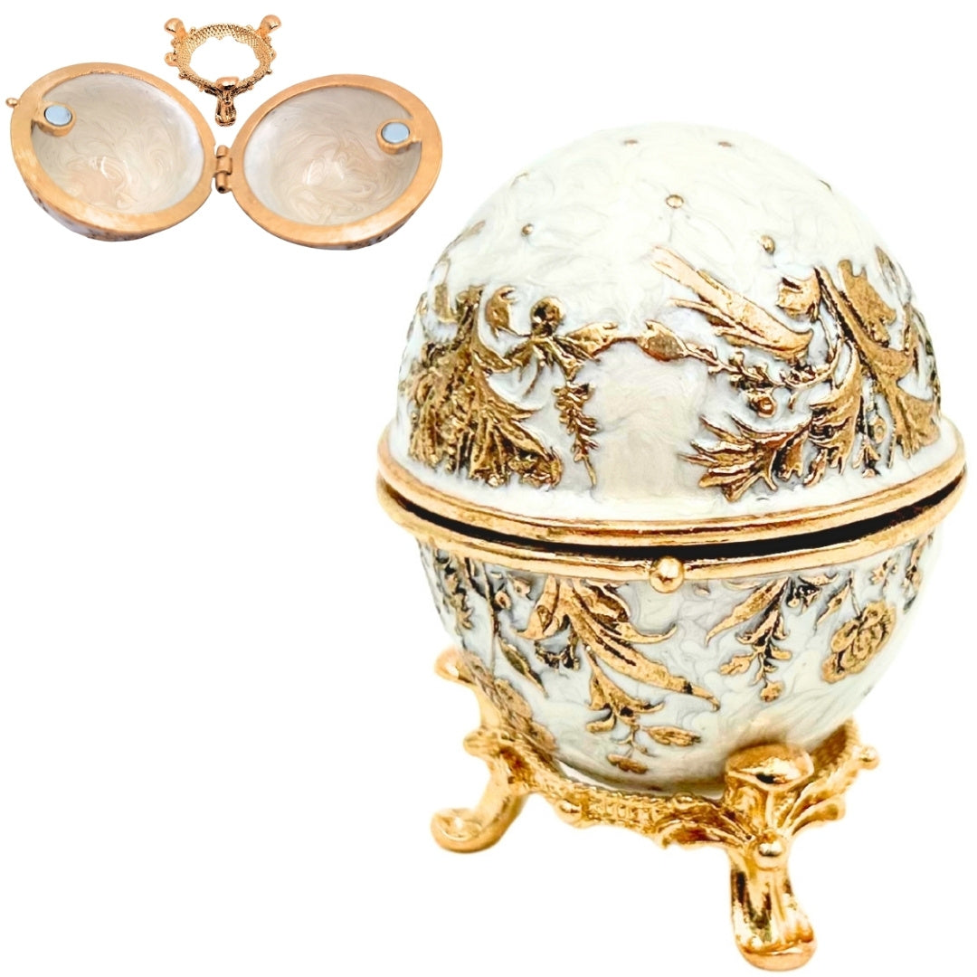 Exklusivt Fabergéägg-skrin i metall med kristaller - B0794-00