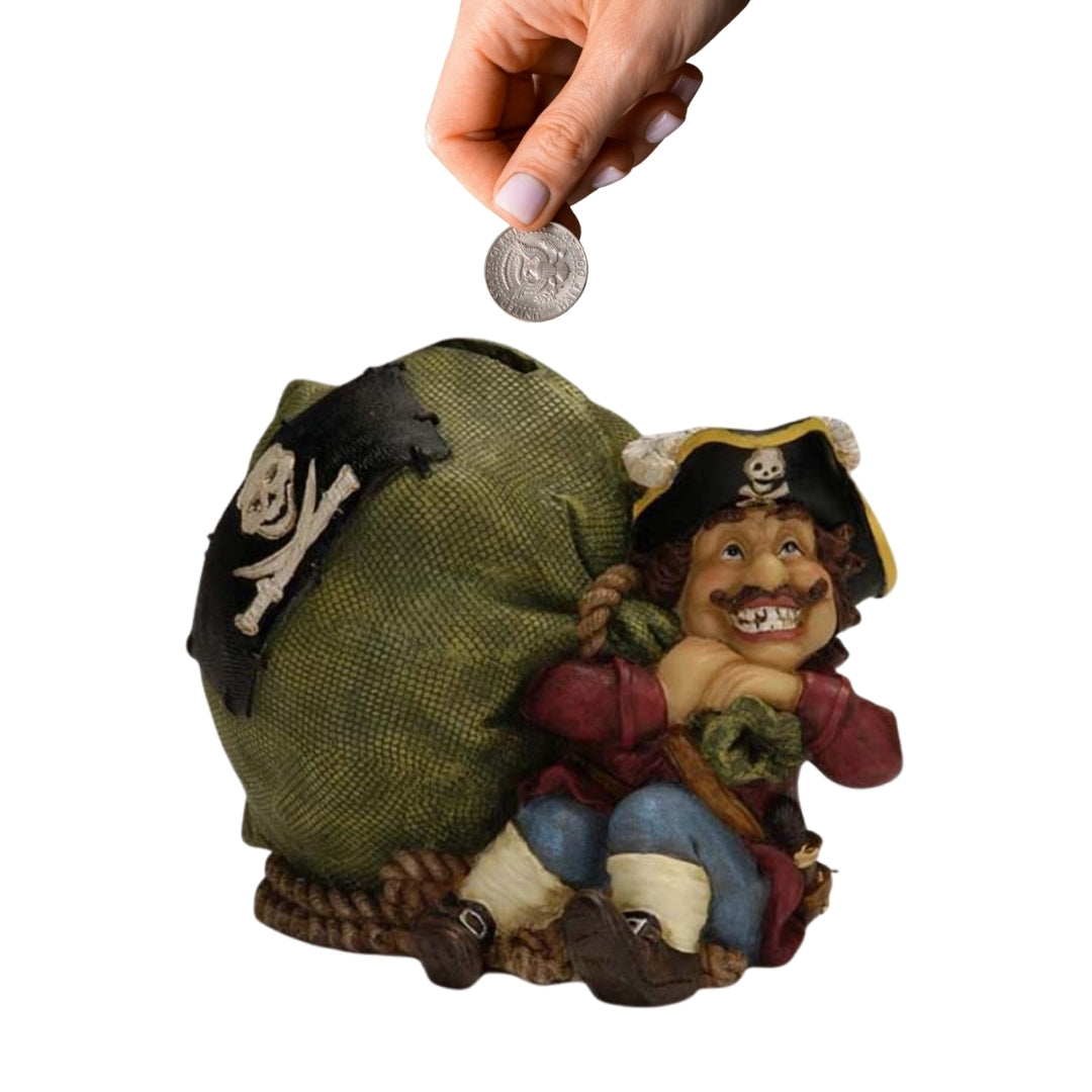 Dekorativ sparbössa Pirat med skatt 14 cm - CE03852
