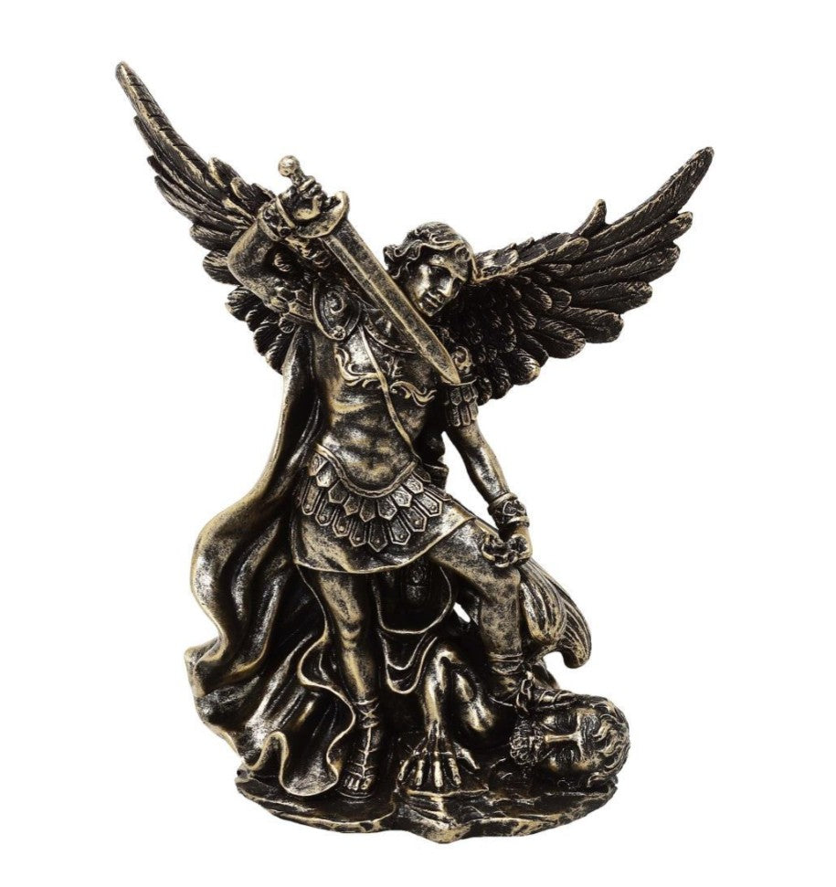 Figur Sankt Mikael som strider mot draken - polyresin - MC-23146