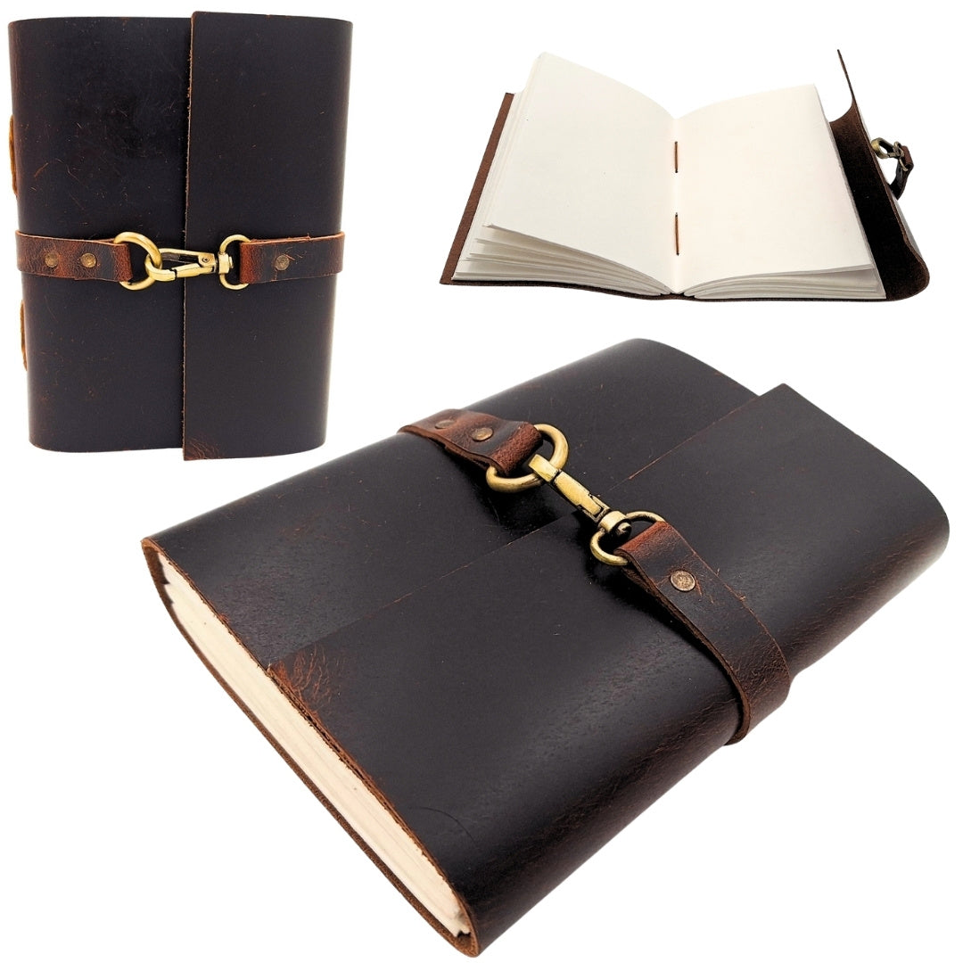 Elegant retro läderanteckningsbok 200 sidor vintage - AH06