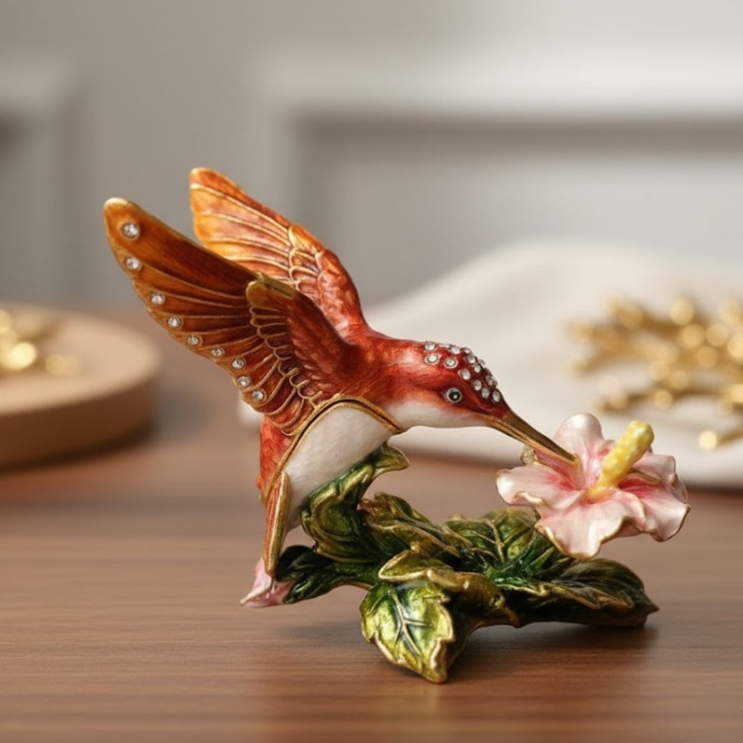 Exklusiv Liten Smyckesask Dekorerad med Kristaller – Kolibri – HX357