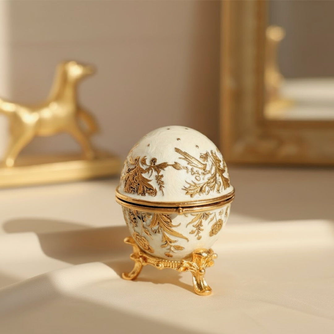 Exklusivt Fabergéägg-skrin i metall med kristaller - B0794-00