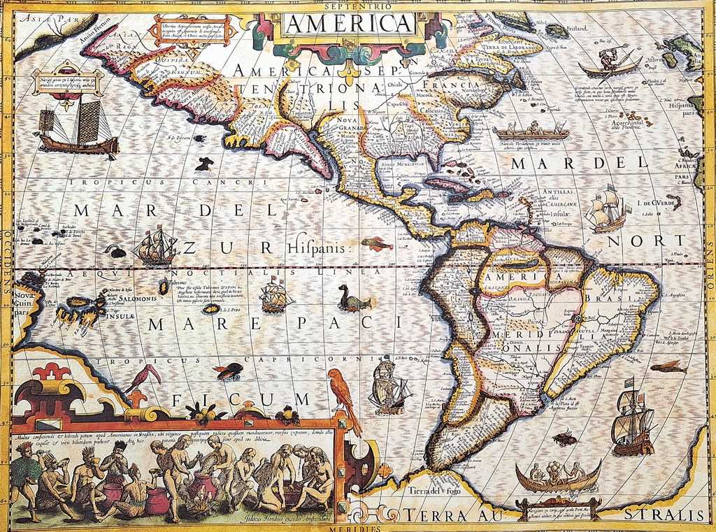 Karta över Amerika 1628 - J. Hondius nytryck - M1628