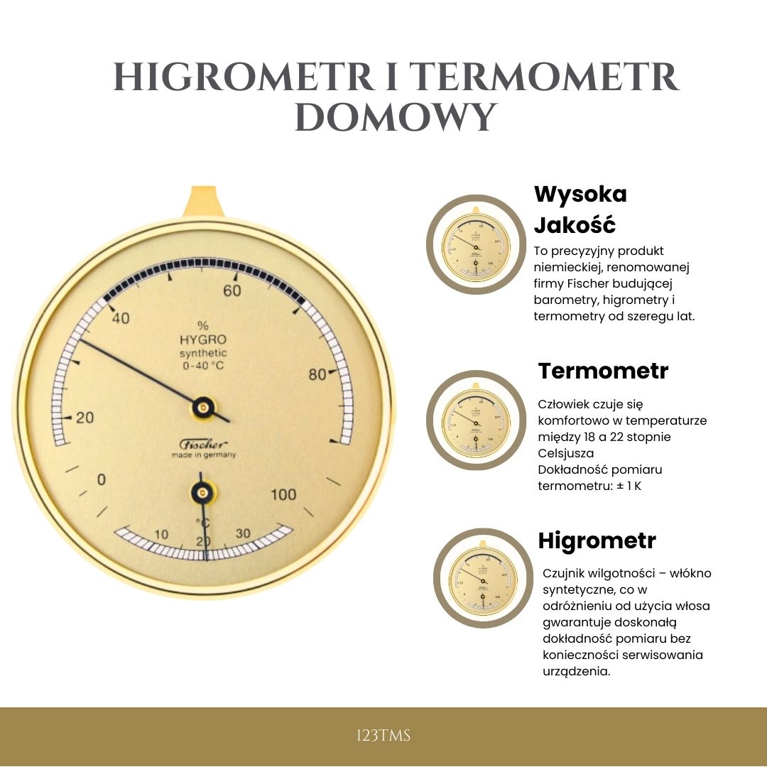 Premium hygrometer termometer för hemmet - Fischer - 123TMS