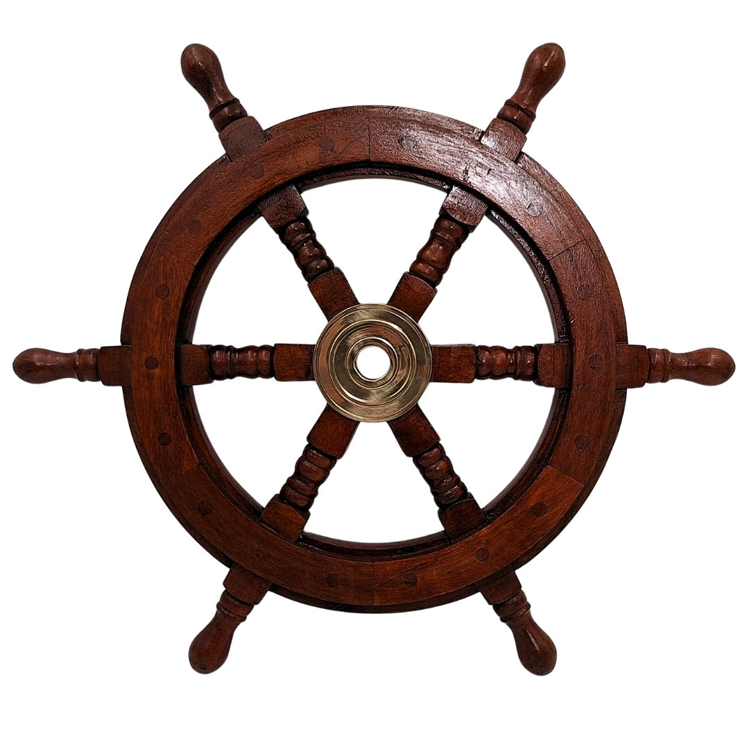 Skeppsratt i trä – 45 cm - Maritim retrodekoration - NC1402A