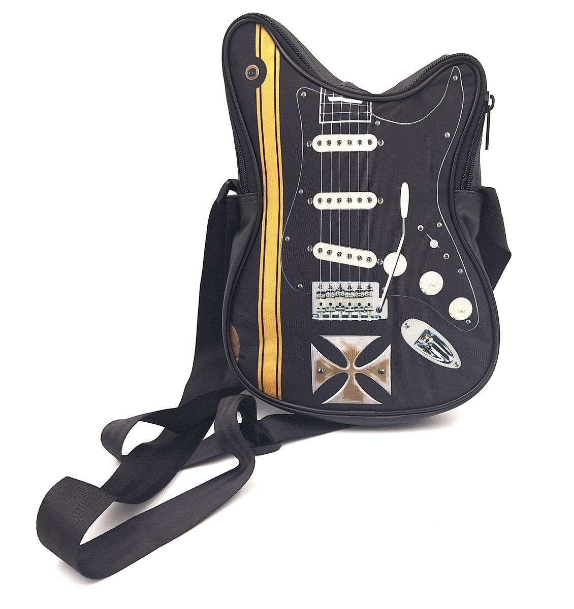 Axelväska i form av en gitarr med malteserkors – Present till en gitarrist - RBG-005
