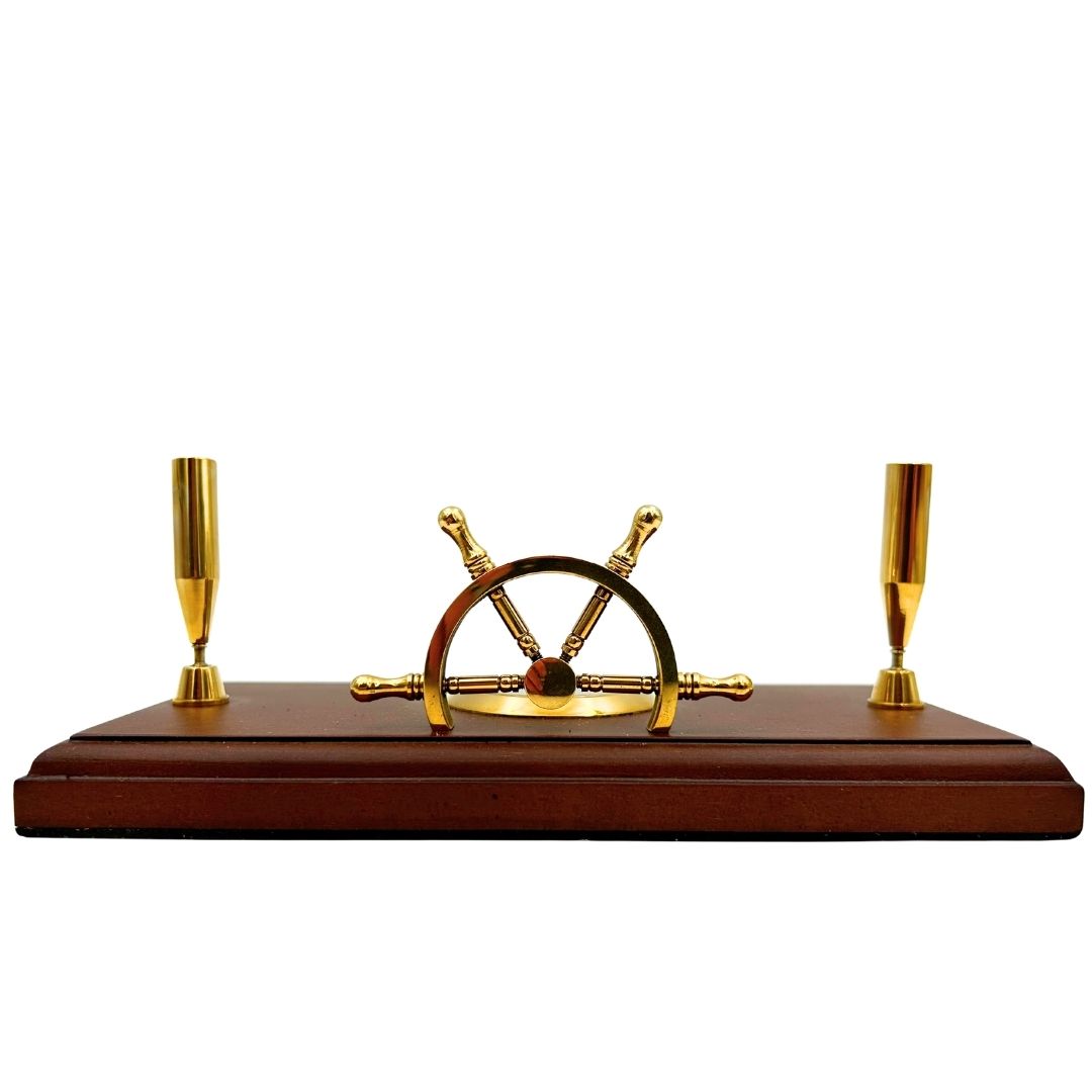 Maritimt skrivbordsset – Ratt, kompass, pennhållare – TT019