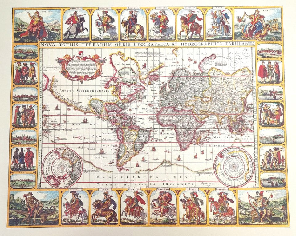 Historisk världskarta Piscator 1652 r. - mått 56 x 45 cm - M1652