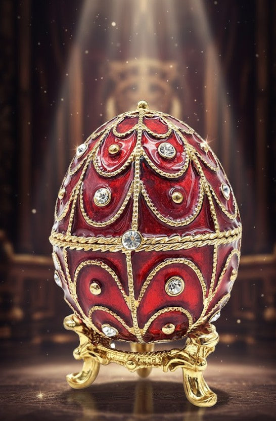 Exklusiv metallask med kristaller - Fabergéägg - B0748-17 RD