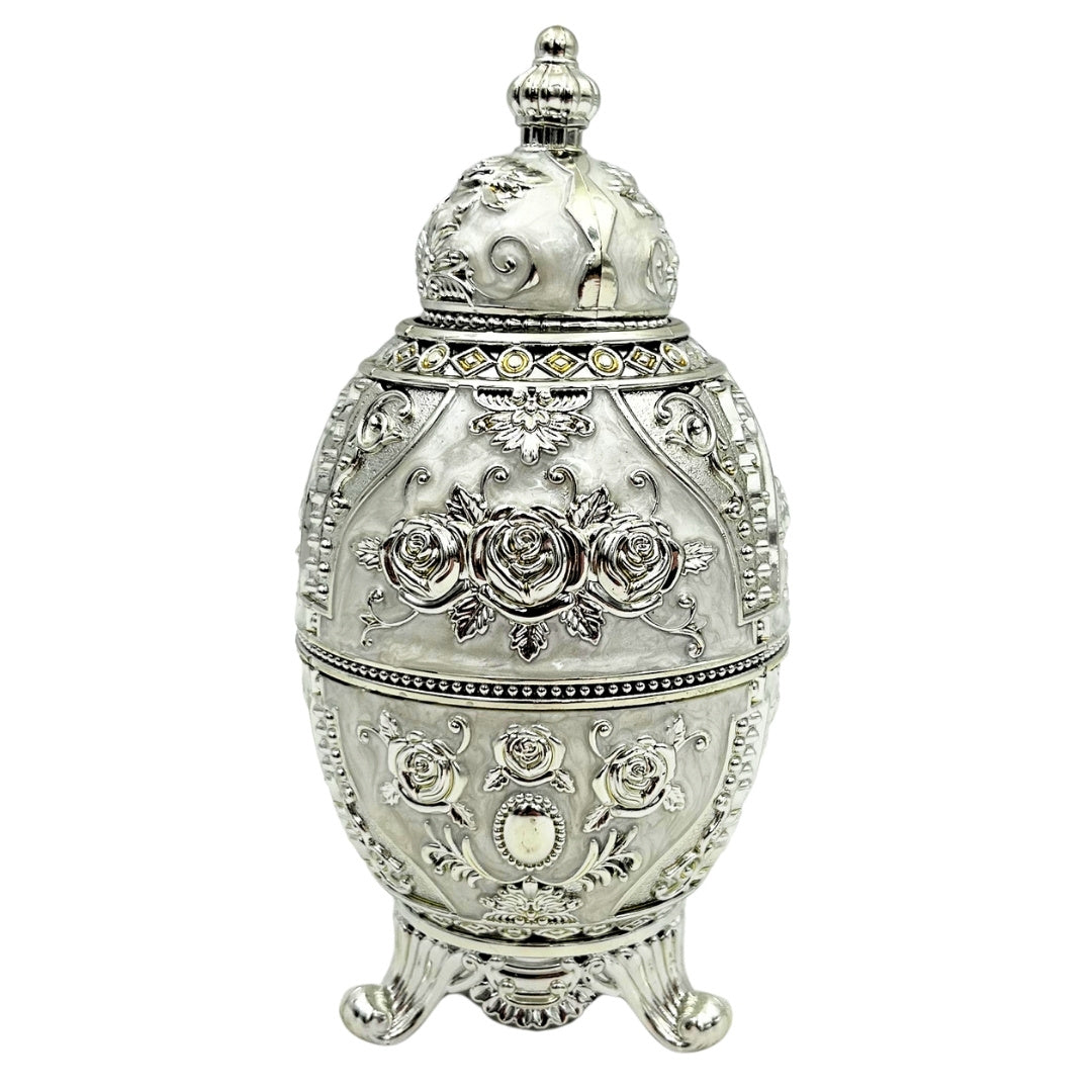 Silverfärgat öppningsbart Fabergéägg - SRWS