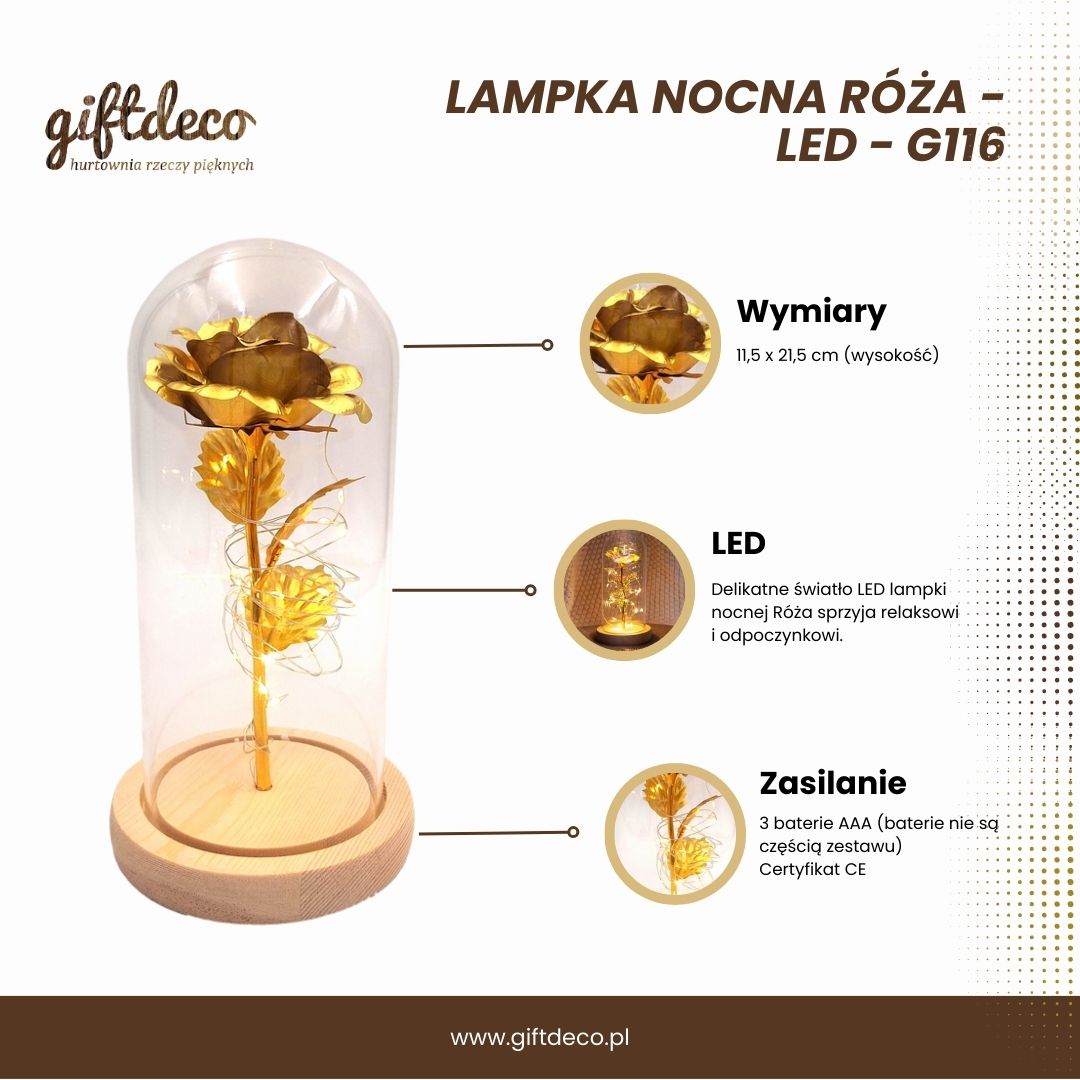 Nattlampa Ros - LED - G116