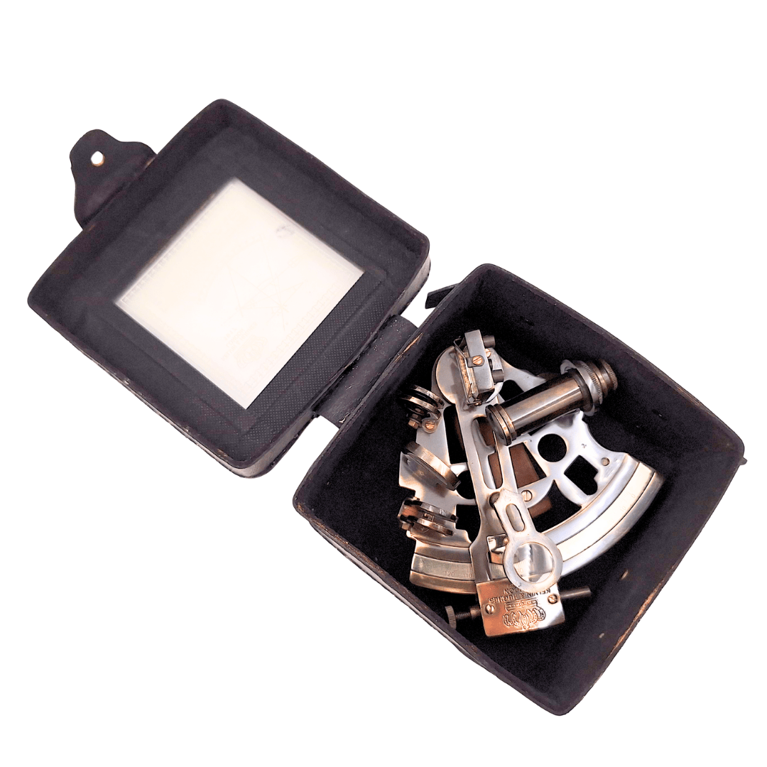 Sextant i mässing i läderfodral – ST003