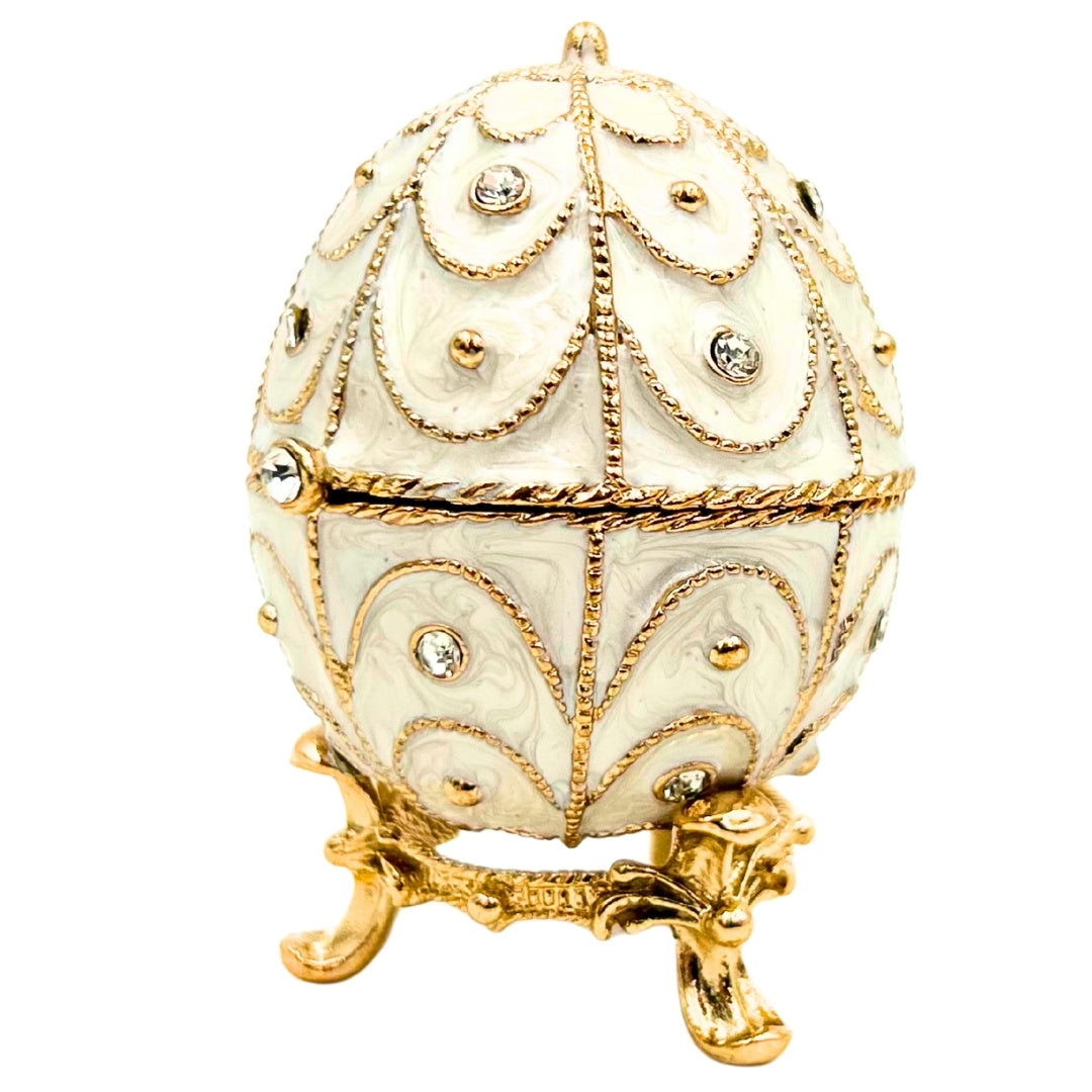 Exklusivt Fabergéägg-skrin i metall med kristaller - B0748-17WH