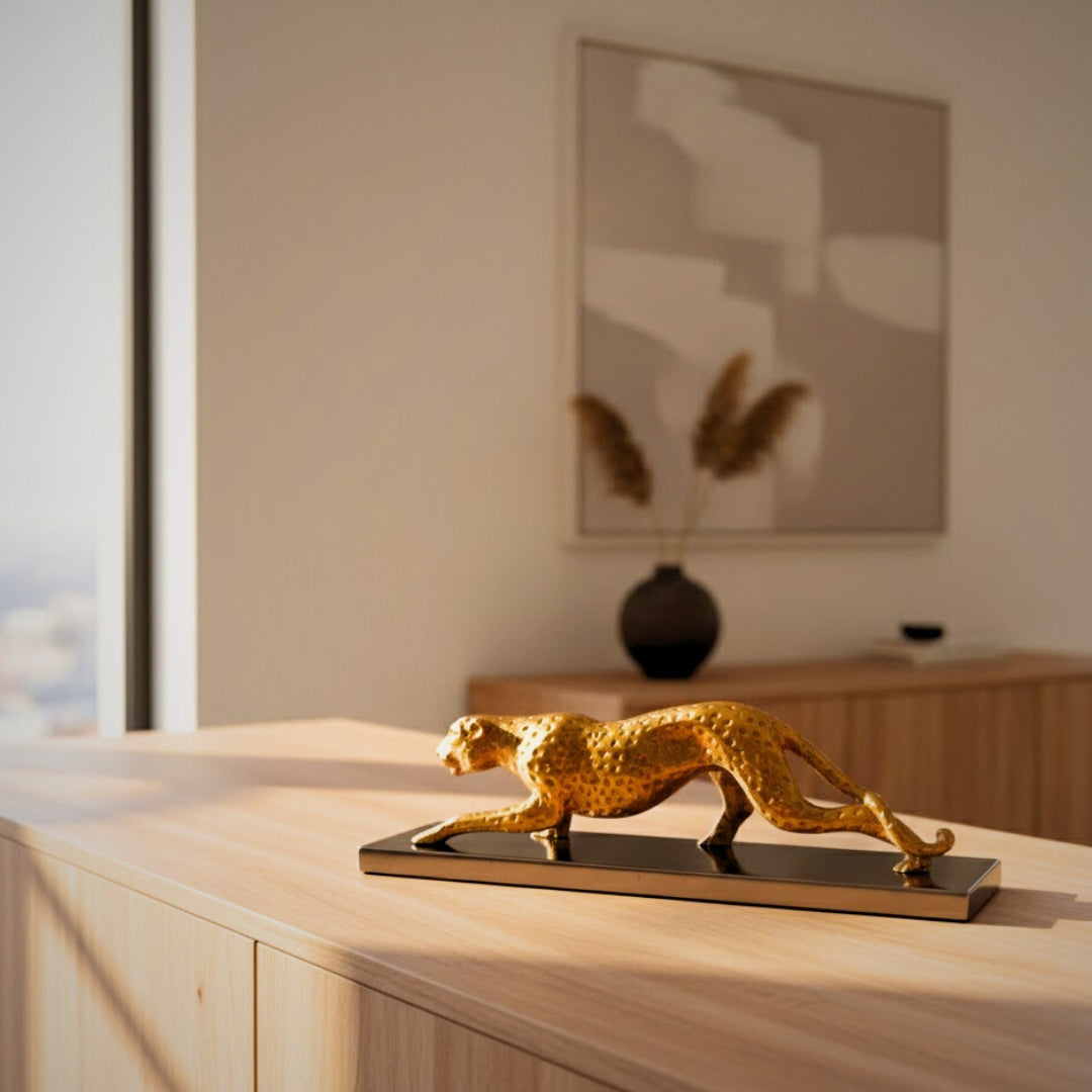 Elegant dekorativ figur Leopard Guld 42cm Glamour Loft Present