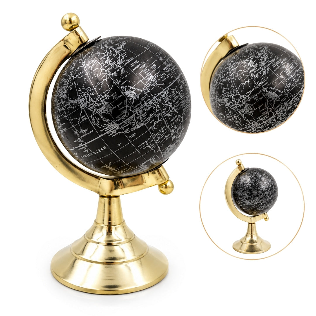 Dekorativ jordglob svart & guld – MMG004S
