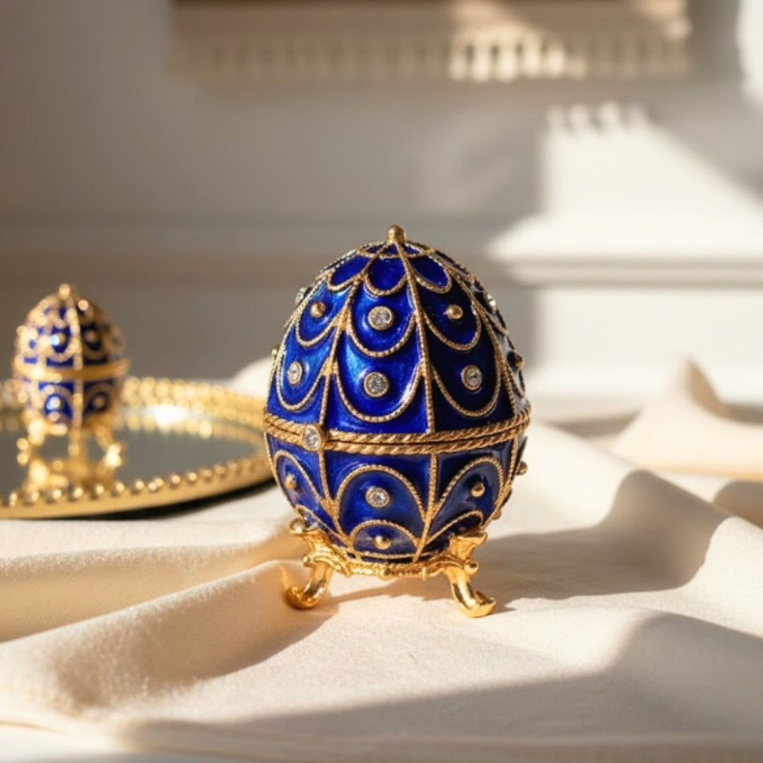 Exklusiv metallask med kristaller - Fabergéägg - B0748-17 BL