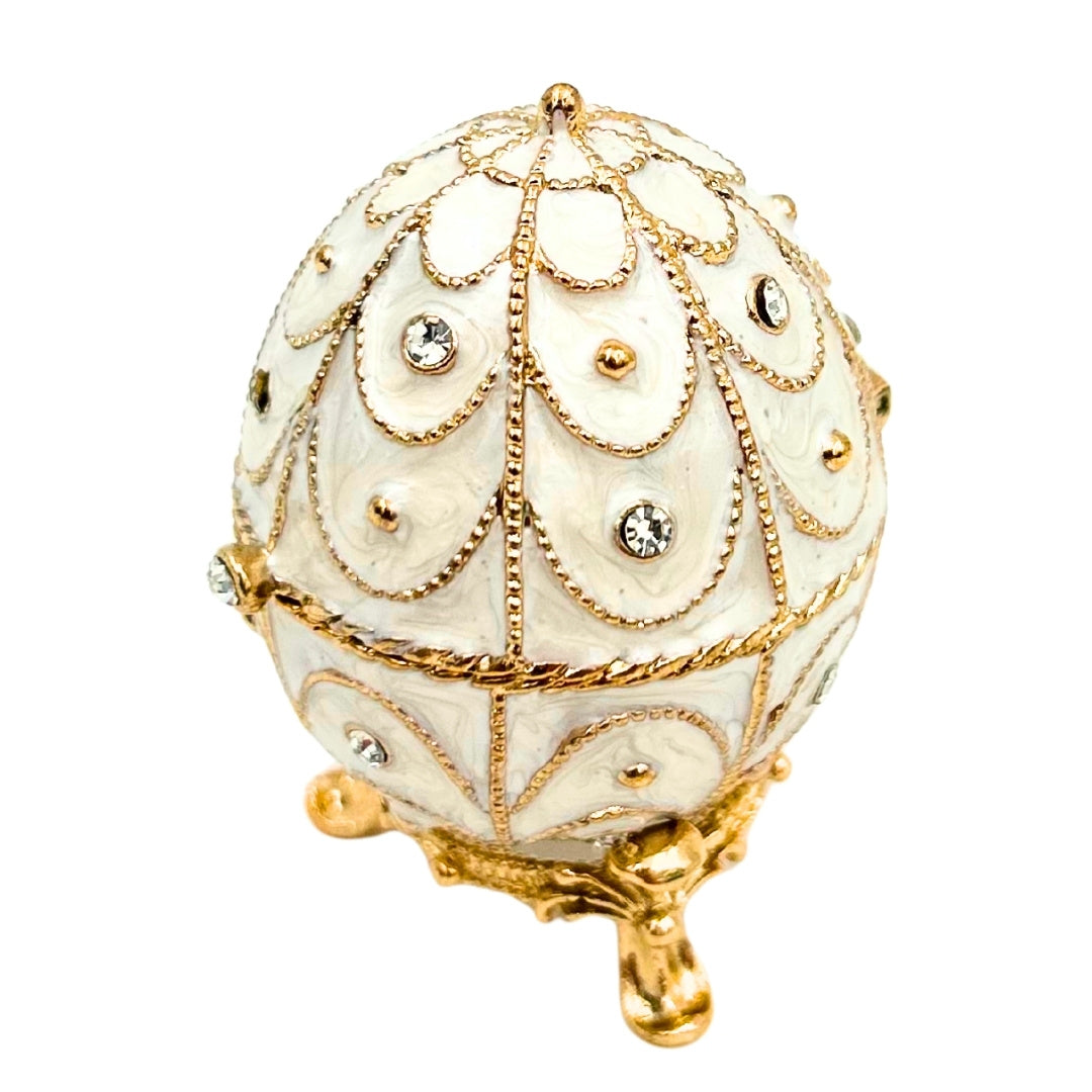 Exklusivt Fabergéägg-skrin i metall med kristaller - B0748-17WH