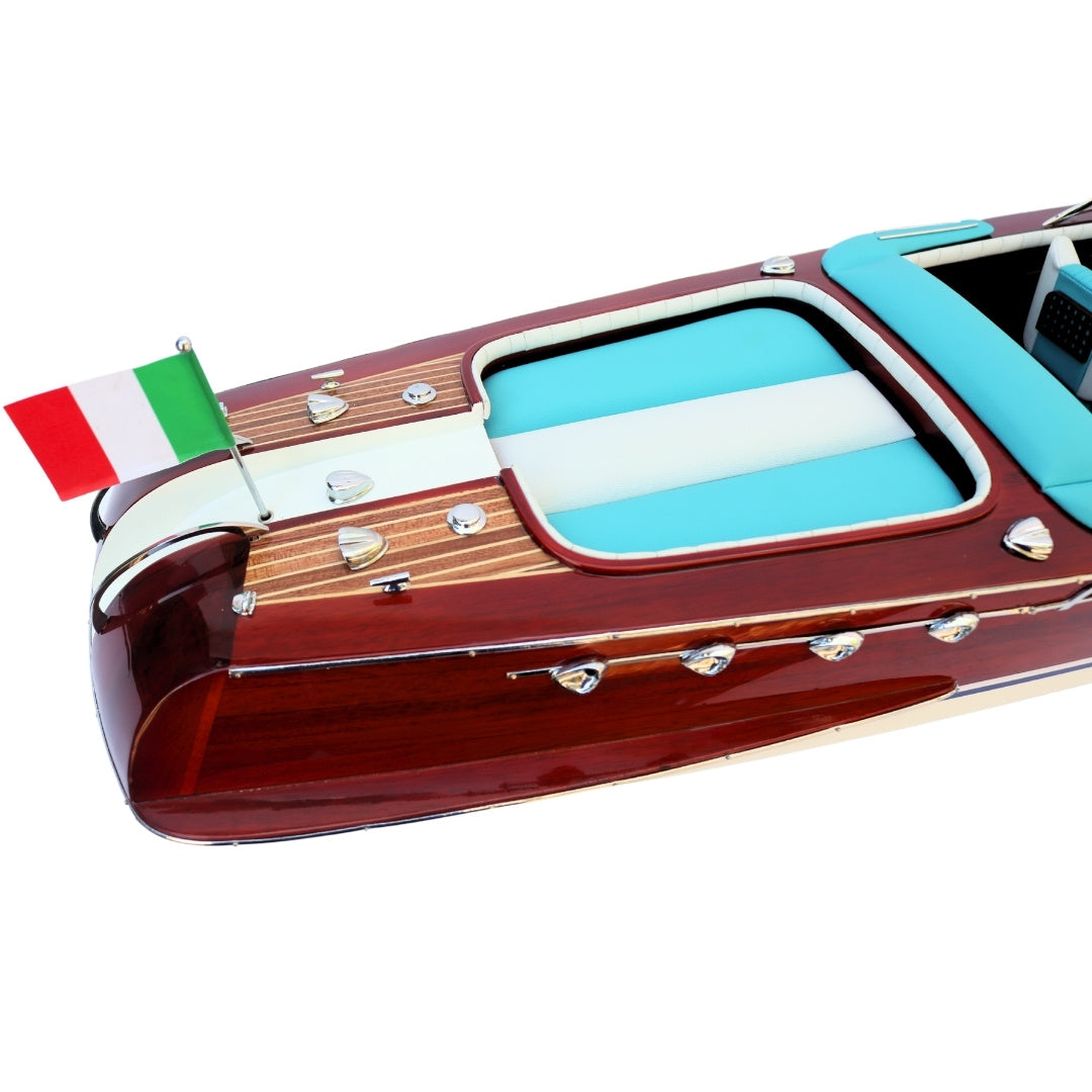 Exklusiv modell av motorbåten Reeva Aquarama 87cm - stor trämodell av en klassisk italiensk motorbåt – 4P-90