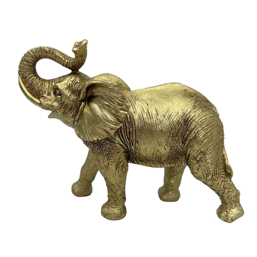 Gyllene elefant med upplyft snabel – dekorativ elefantfigur - 141FJZ