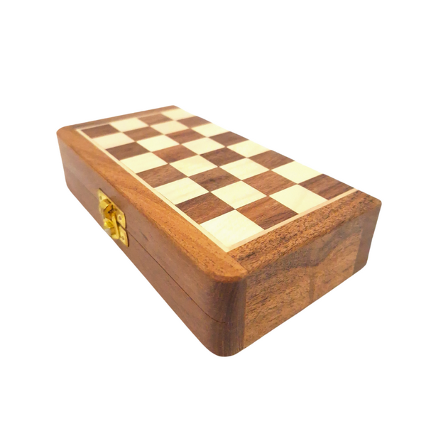 Magnetiskt träschack 17x17cm - hopfällbart - DNU-025