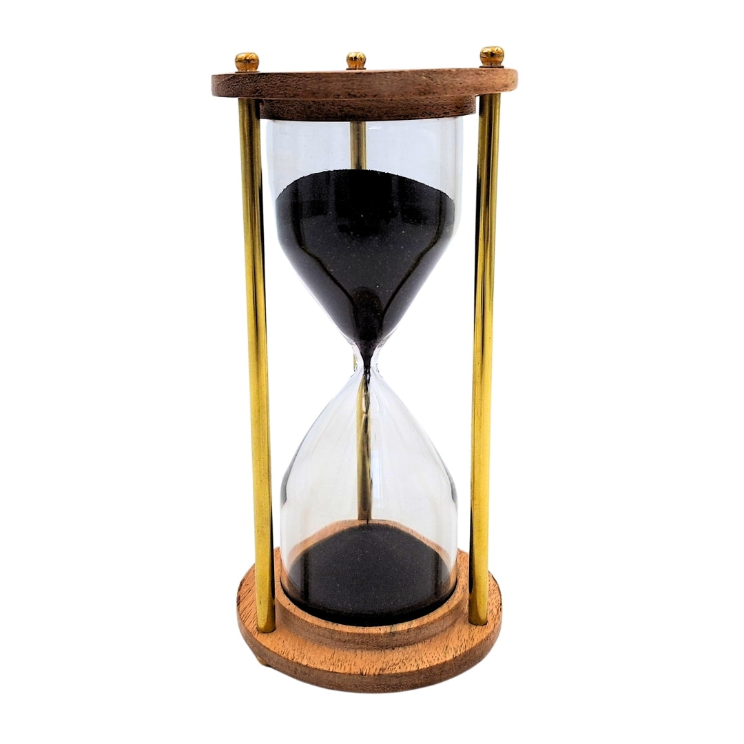 Timglas i mässing och trä – 5 minuter – Elegant retrodekoration – NC3012V