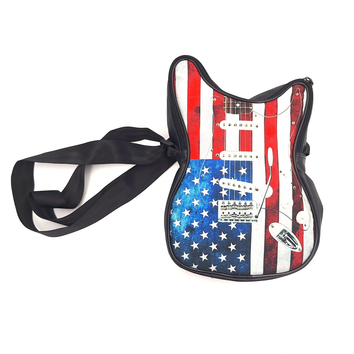 Axelväska i form av en gitarr – amerikansk flagga – Present till en musiker