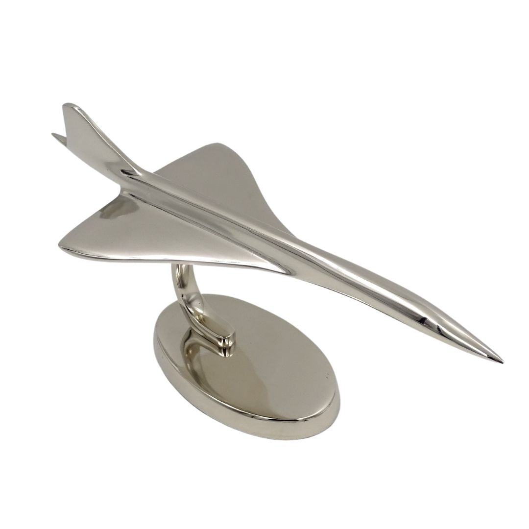 Metallmodell av Concorde-flygplan - flygets ikon - CON