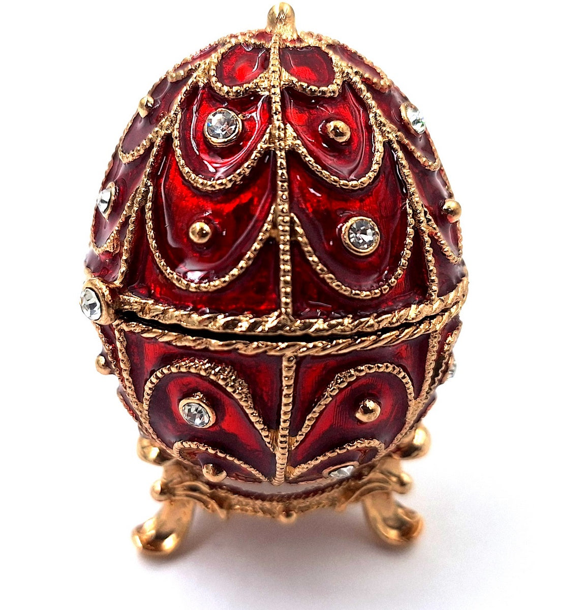 Exklusiv metallask med kristaller - Fabergéägg - B0748-17 RD