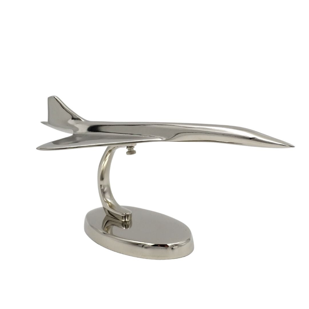 Metallmodell av Concorde-flygplan - flygets ikon - CON